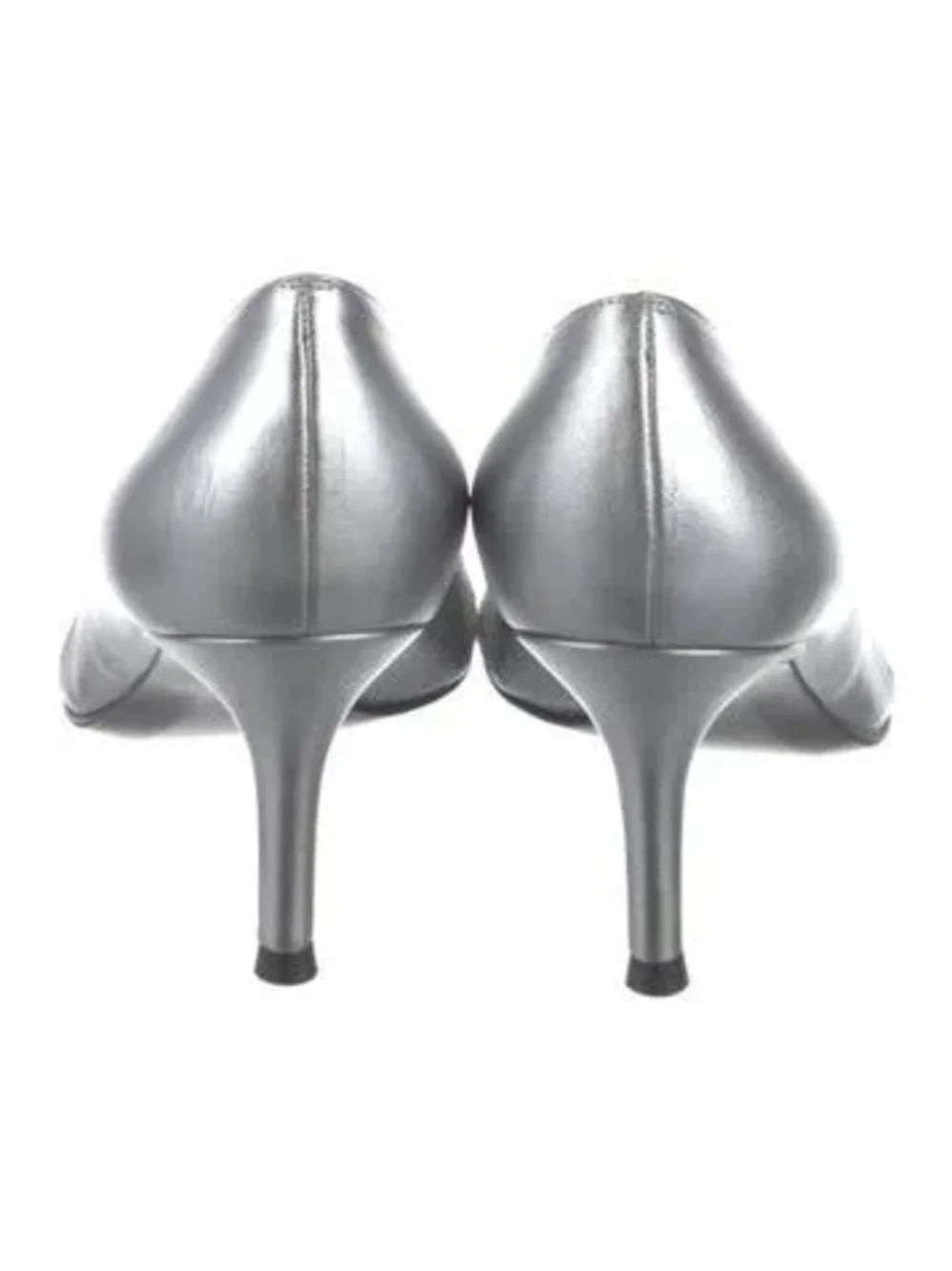 Stuart Weitzman Silver Lace Peep-Toe Heel